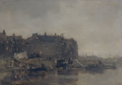 Houses on the Prins Hendrik Kade by Jacob Henricus or Hendricus Maris