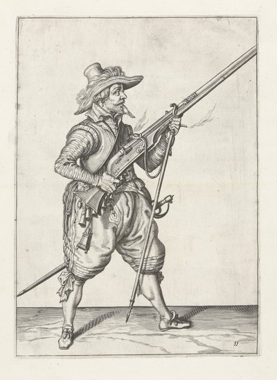 Musketeer Placing His Furket Underneath by Jacob II de Gheyn