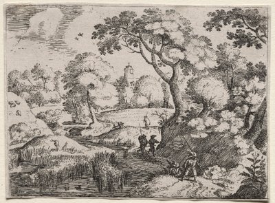 Six Landscapes: Path Between Swamp and Wooded Bank by Jacob I Savery