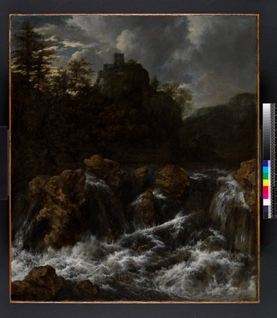 Landscape with waterfall by Jacob van Ruisdael
