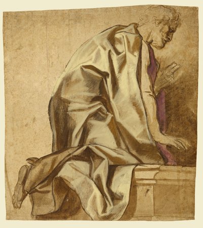 Man Kneeling, Facing Right; Sketches of Figures by Jacob Jordaens