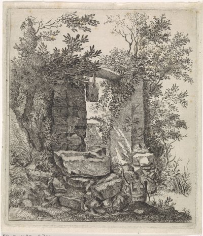 Dilapidated Stone Gate in a Landscape by Jacob Lutma