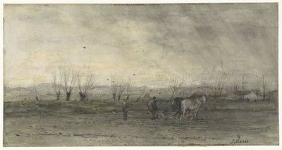 Landscape with Plowing Farmer by Jacob Maris