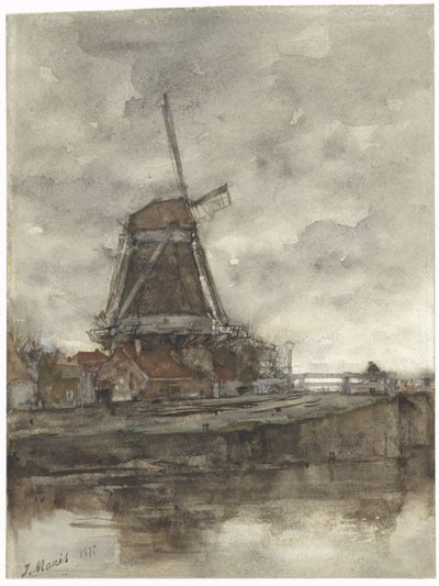 Mill and the Bridge at the North-West Outer Canal in The Hague by Jacob Maris