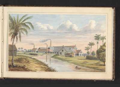 Sugar Plantation Visserszorg on the Commewijne River (Album with Drawings of Suriname, p.6) by Jacob Marius Adriaan Martini van Geffen