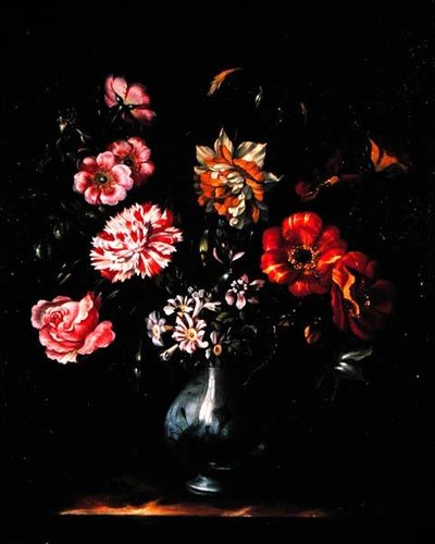 Flowers in a Blue and White Vase by Jacob Marrel