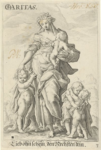 Love (Caritas) (title on object) Charitas by Jacob Matham (attributed to)