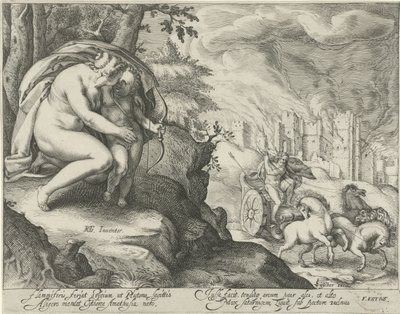 Venus Encourages Cupid to Shoot an Arrow at Pluto by Jacob Matham (attributed to)