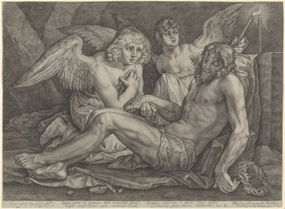 Christ in the Tomb with Two Angels by Jacob Matham