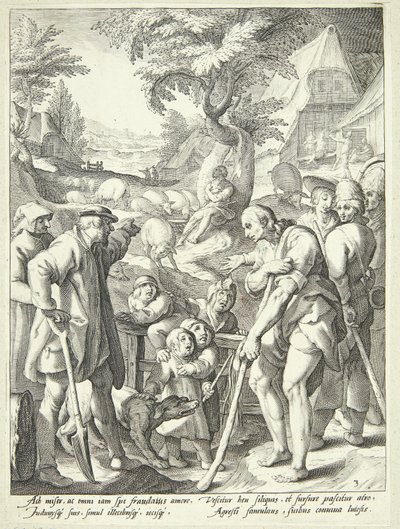 The Prodigal Son Becomes a Swineherd by Jacob Matham
