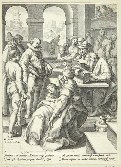 The Prodigal Son receives his inheritance by Jacob Matham
