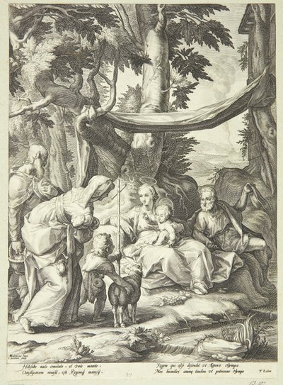 The Holy Family Seated in a Landscape with Elizabeth, Zechariah, and John the Baptist as a Child by Jacob Matham