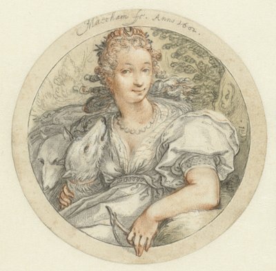 Diana in a Round Frame by Jacob Matham