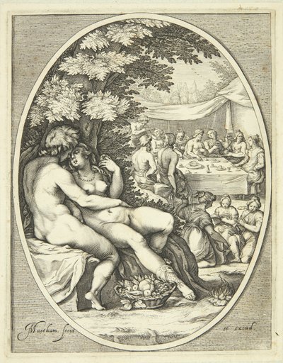 A God and a Goddess Embracing by Jacob Matham