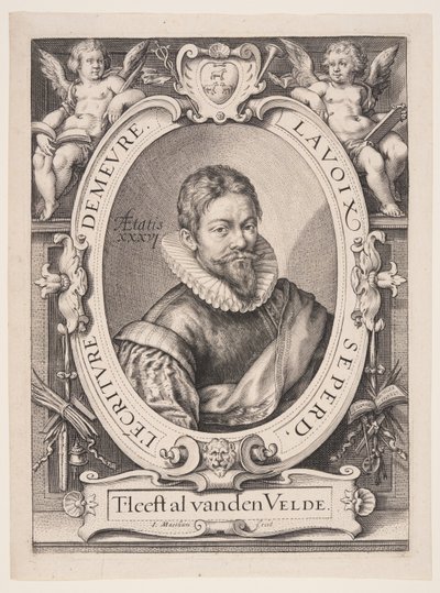 Jan van de Velde the Elder, Calligrapher in Haarlem by Jacob Matham