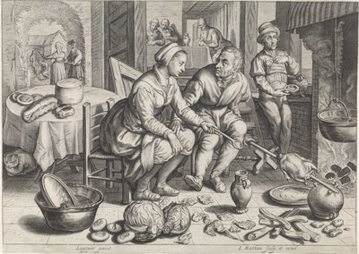Kitchen Scene with Chicken on the Spit by Jacob Matham