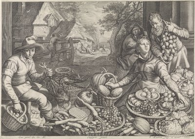 Market Scene and the Rest on the Flight into Egypt by Jacob Matham