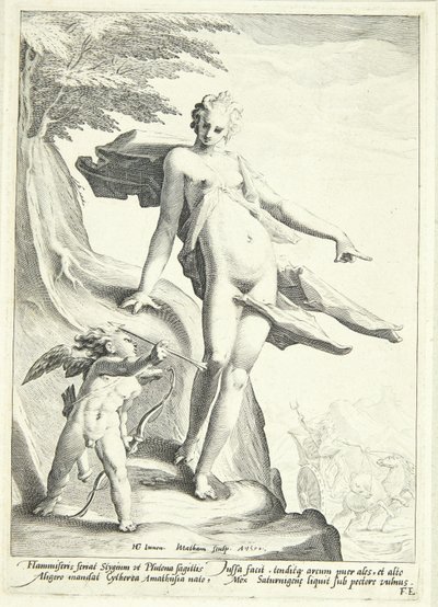 Venus commands Cupid to shoot an arrow at Pluto by Jacob Matham