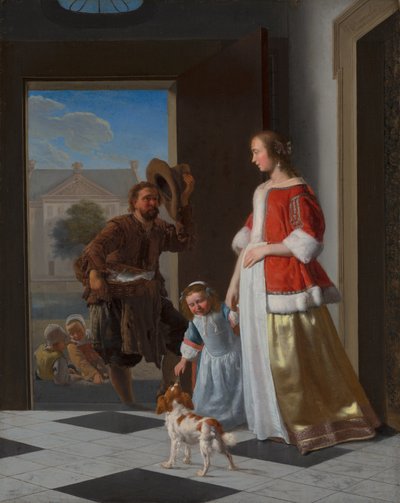 A Fishmonger at the Door by Jacob Lucasz Ochtervelt
