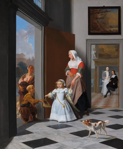 A Nurse and a Child in an Elegant Foyer by Jacob Lucasz Ochtervelt