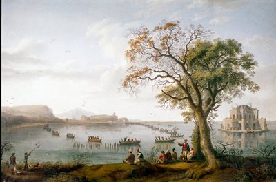 The Coot Hunt of Ferdinand I of the Two Sicilies on Lake Fusaro near Naples, Italy by Jacob Philippe Hackert