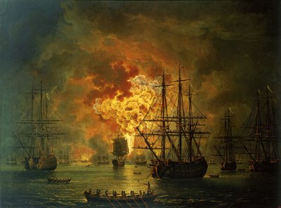 The Destruction of the Turkish Fleet at the Bay of Chesma, 1772 by Jacob Philippe Hackert