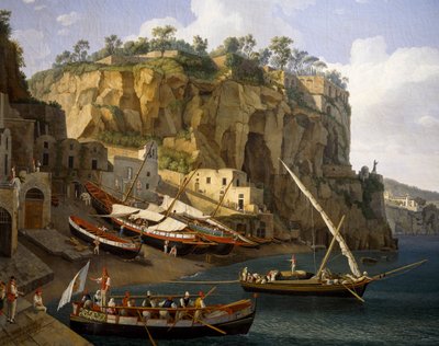 View of small marina at Sorrento by Jacob Philippe Hackert