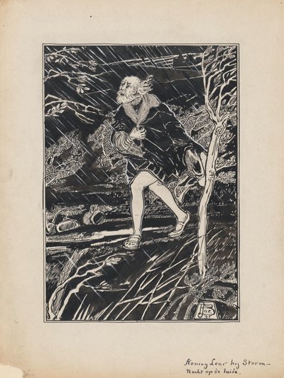 Design Illustration for King Lear by Shakespeare: King Lear in a Stormy Night on the Heath by Jacob Pieter van den Bosch