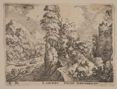 Path with Travelers to Right of River, from Landscapes by Jacob Savery I