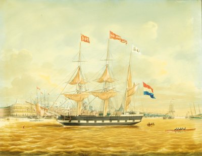 The Johan Melchior Kemper at Anchor by Rotterdam Harbour by Jacob Spin