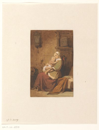 Mother and Child in an Interior by Jacob Spoel