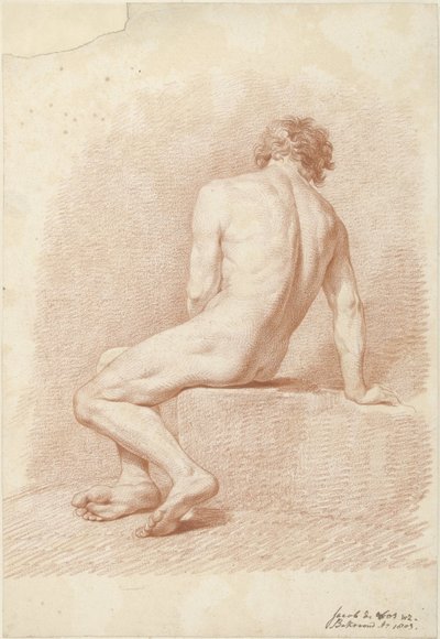 Seated Male Nude, Seen from the Back by Jacob Willemz. de Vos