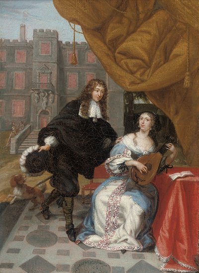 A Gentleman Courting a Lady Music Making in a Courtyard by Jacob de Fourmentrou