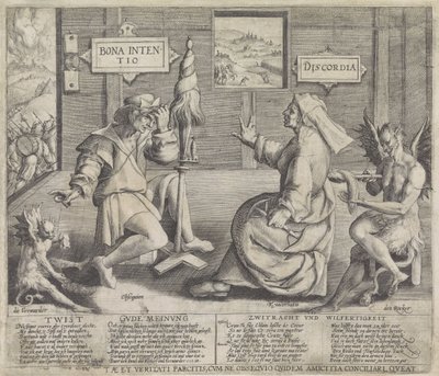 Allegory with Personifications of Good Intention (Bona Intentio) and Discord (Discordia) by Jacob de Gheyn (I) (circle of)