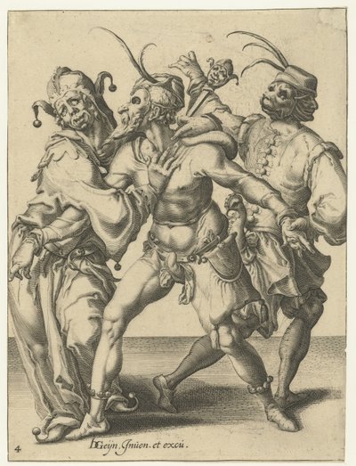 Three Dancing Men by Jacob de Gheyn (II) (workshop of)