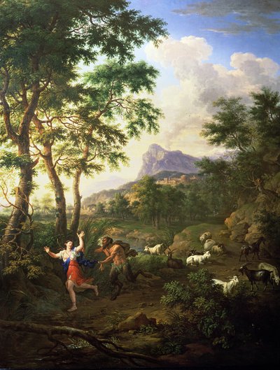 An Arcadian Landscape with Pan and Syrinx by Jacob de Heusch