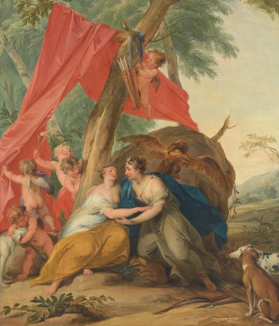 Jupiter, Disguised as Diana, Seducing the Nymph Callisto by Jacob de Wit (signed by artist)