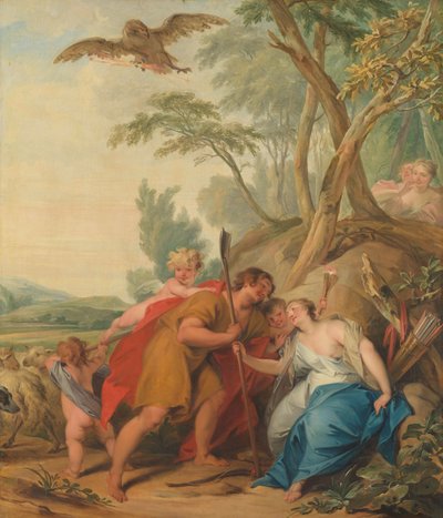 Jupiter, Disguised as a Shepherd, Seducing Mnemosyne, the Goddess of Memory, 1727 by Jacob de Wit