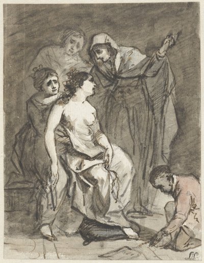 Sketch of a Penitent Magdalene (?) by Jacob de Wit
