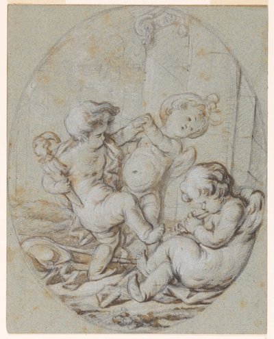 Three Putti: Design for a Grisaille Painting by Jacob de Wit