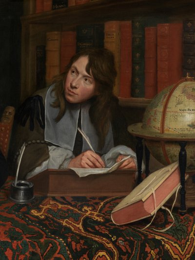 (detail) Portrait of a Theologian with his Secretary by Jacob van Oost