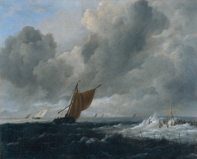 Stormy Sea with Sailing Vessels by Jacob van Ruisdael