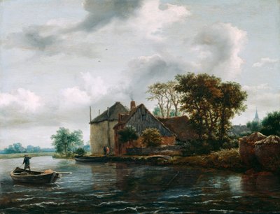 Farm and Hayrick on a River by Jacob van Ruisdael