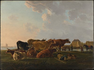 Landscape with Cattle by Jacob van Strij
