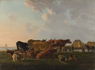 Landscape with Cattle by Jacob van Strij