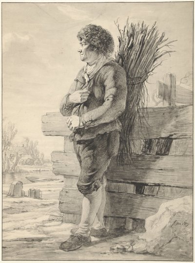 Standing Man with Bundle of Branches on His Back by Jacob van Strij