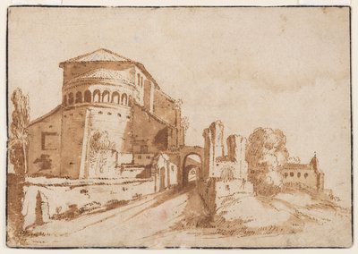 View of Santi Giovanni e Paolo a Celio, Rome by Jacob van den Ulft