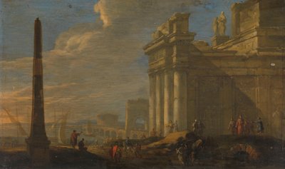 Italian Harbor View by Jacob van der Ulft (signed by artist)