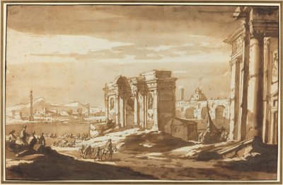 A Capriccio View of Roman Ruins along the Tiber by Jacob van der Ulft