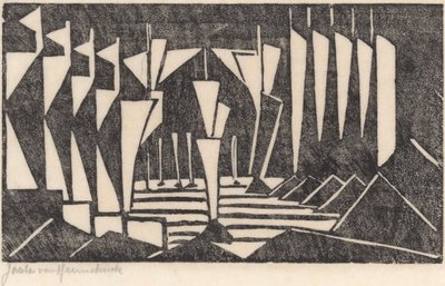 Composition (Sailing on a Lake) by Jacoba van Heemskerck (signed by artist)